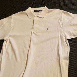 Nautica Short Sleeve Polo- White, Size Medium
